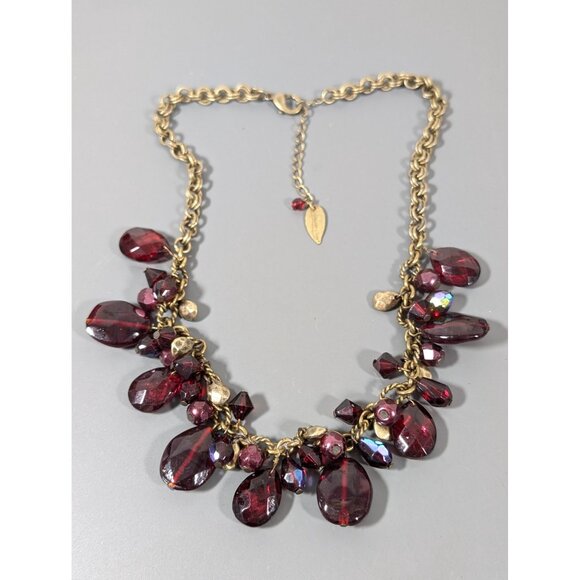 Coldwater Creek Red Faceted Bead Charm Cluster Statement Neclace 19" - Picture 2 of 8